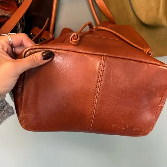 Madewell Lafayette Bucket Bag Brown English Saddle Leather crossbody Tote Purse - Picture 6 of 14